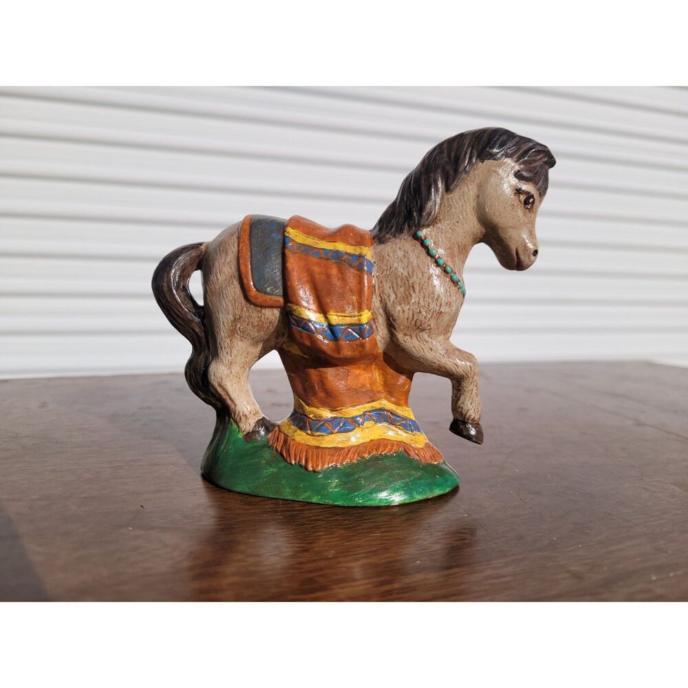 Vintage Hand-Painted Ceramic Horse Figurine - Mid-Century Southwest Decor